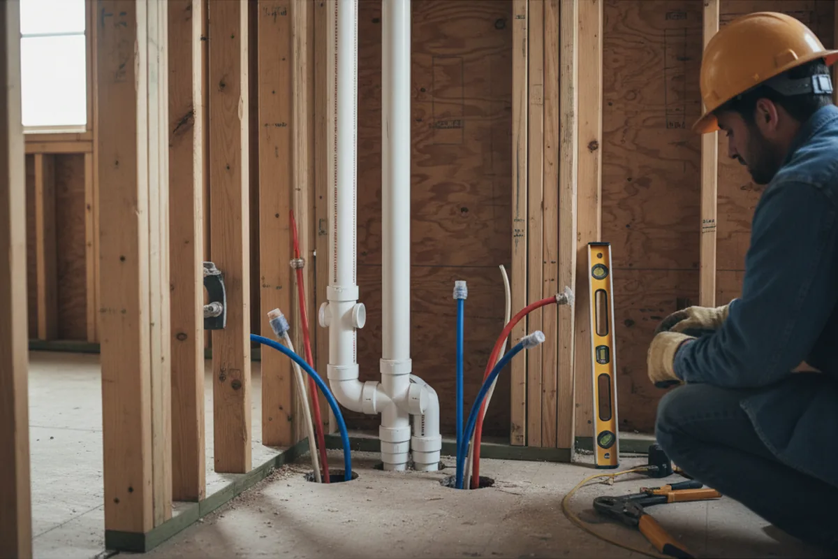 Drain and supply rough-in during Drain Cleaning in Murrieta