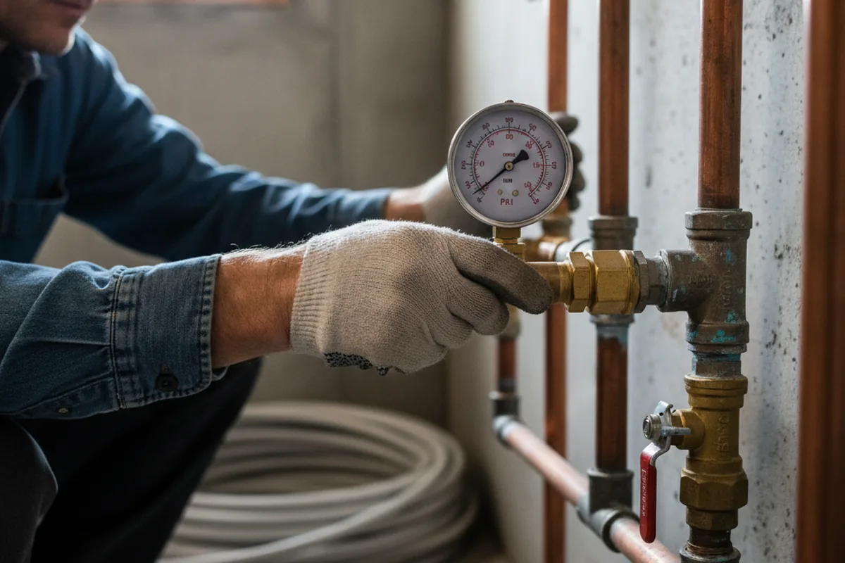 Pressure testing a repaired line during Water Line Repair in Murrieta